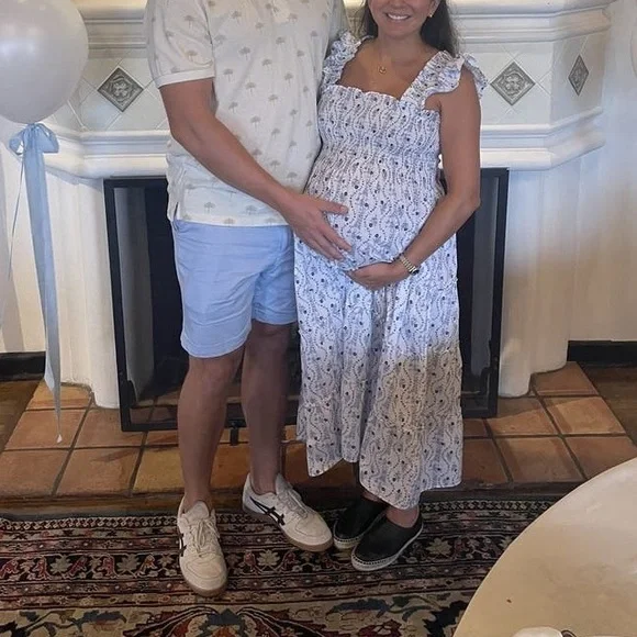 Hill House White Ellie Nap Dress Blue Botanica Smock Floral grad bump friendly - Picture 12 of 16